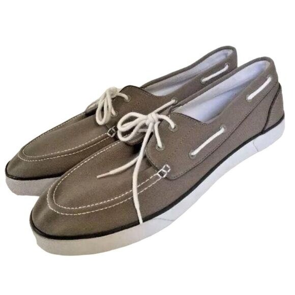 Polo Ralph Lauren Other - POLO by RALPH LAUREN Gray Grey Canvas Boat Shoes Size 17